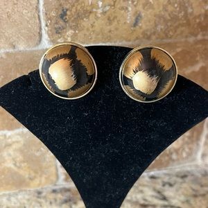 Vintage 80’s 90’s Large Animal Print Clip On Earrings